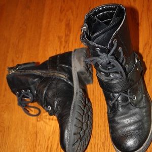 black combat boots